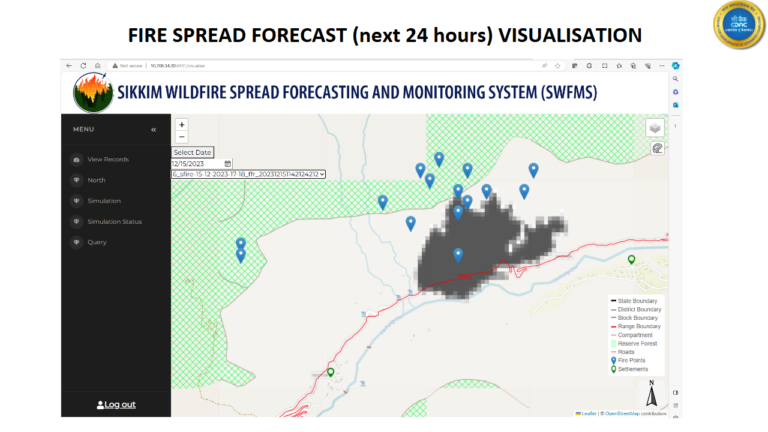 Visualisation of forecasted forest fire spread in GIS
